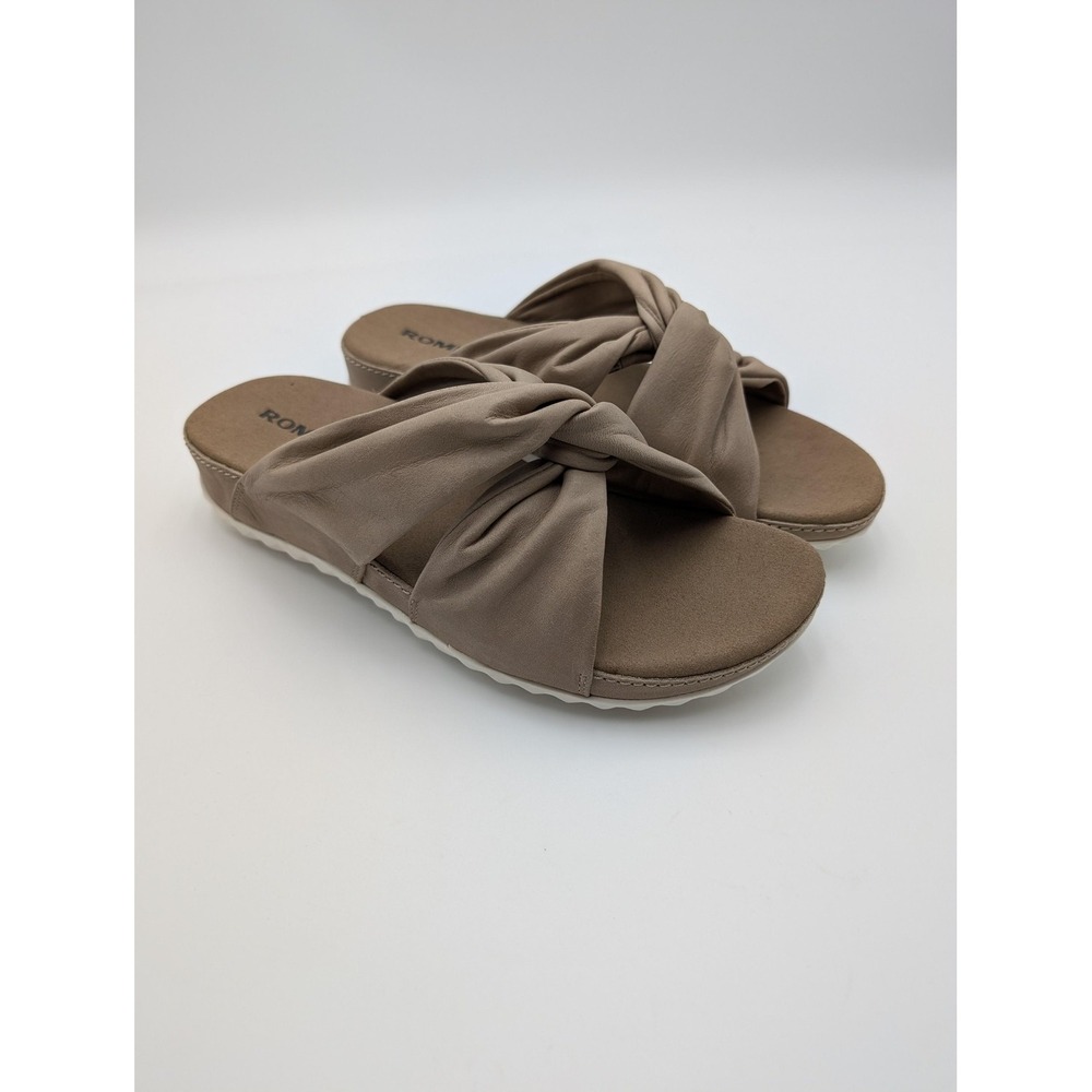 Romika Shoes Womens Size 6.5‎ Beige Slide Sandals Knot Wedge Cushioned Comfort